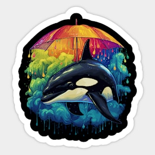Orca Rainy Day With Umbrella Sticker